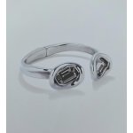 Bracciale rigido placcato argento sterling e due cristalli GRIGI
