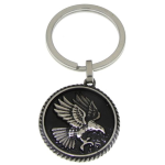 Portachiavi in acciaio, cerchio lavorato con aquila