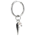 Orecchino a cerchio con ala e perla pendente