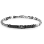 Bracciale con catena snake con elemento centrale e dischetti in pietra lavica