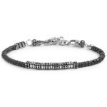 Bracciale con dischetti di pietra lavica e anellini in acciaio centrali