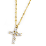 Collana croce pendente con cristalli baguette