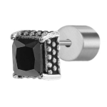 Orecchino a lobo con zircone nero quadrato 0,34mm