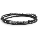 Bracciale a doppio giro con cordino strobel elementi acciaio con trama