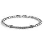 Bracciale catena cuban e catena snake piatta centrale con trama puntinata