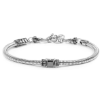 Bracciale catena snake tonda con zircone quadrato nero centrale