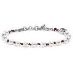 Bracciale cordino marrone con perle 6mm