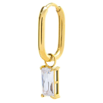 Orecchino ovale con zircone baguette