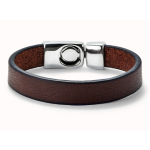 Bracciale in cuoio marrone liscio placcato argento sterling