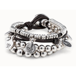 Bracciale di cuoio e placcato argento Sterling
