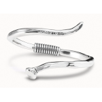 Bracciale rigido placcato argento Sterling a forma di chiodo modellato a spirale