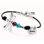 Bracciale con libellula placcato argento sterling e cristalli