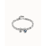 Bracciale placcato argento Sterling con perla e cristallo blu