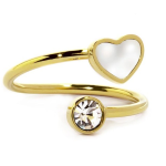 Anello cuore madreperla e cristalli