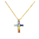 Collana croce pendente con cristalli baguette