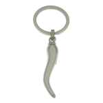 Portachiavi in acciaio, corno portafortuna liscio.