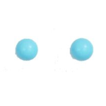 Orecchino in pasta di turchese 80%, sfera (ø 3 mm) e argento 925 rodiato.