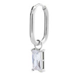 Orecchino ovale con zircone baguette