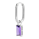 Orecchino ovale con zircone baguette