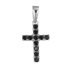 Pendente in argento 925, croce con zirconi neri
