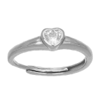 Anello in argento 925 con cuore di zircone bianco.